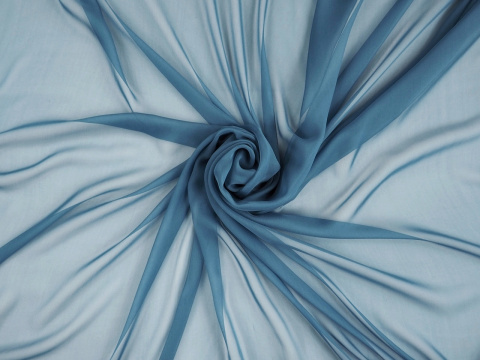 Jedwab szyfon - Zgaszony niebieski z szarością
