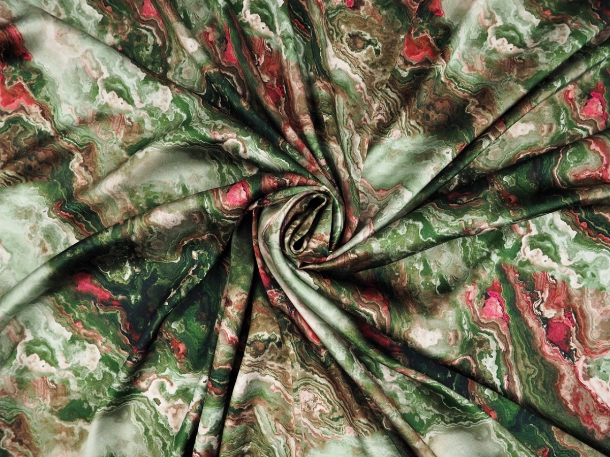 jedwab elastyczny zielono rozowy marmur Florentine