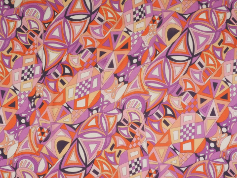 Jedwab szyfon - Abstrakcyjna geometria z fioletem Jedwab szyfon - Abstrakcyjna geometria z fioletem