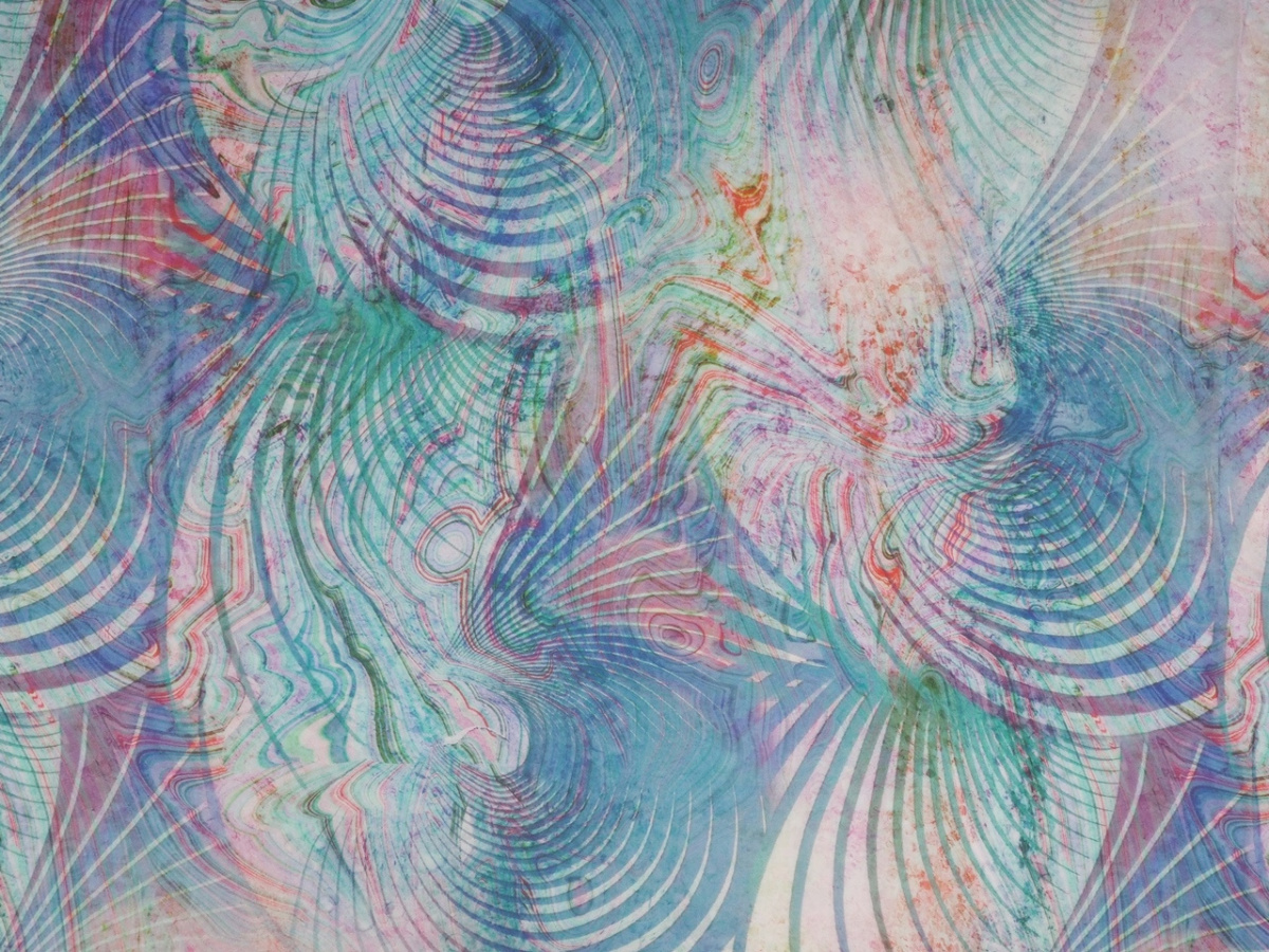 Jedwab szyfon - Niebieska abstrakcja z turkusem