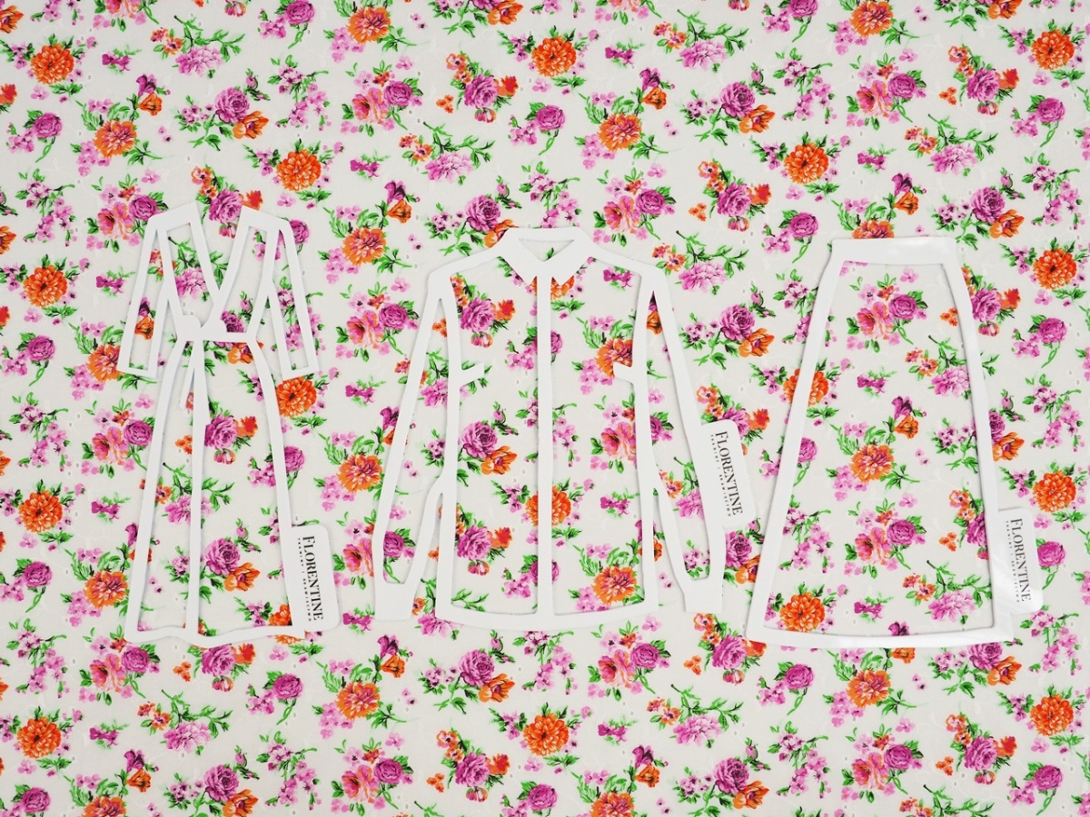 Bawełna ażurowa - Różowe i pomarańczowe kwiaty