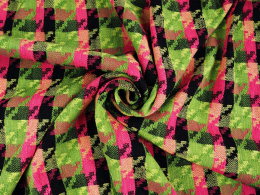 Chanelka - Zielono-różowa krata [kupon 0,95 m]