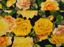 Jedwab elastyczny - Żółte róże na czerni