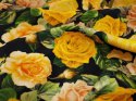 Jedwab elastyczny - Żółte róże na czerni
