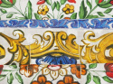 Bawełna devore - Duże kafle w kwiaty