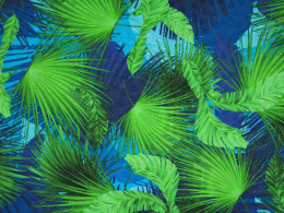 Bawełna devore - Zielone liście palmowe