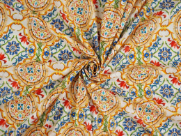 Bawełna devore - Medaliony i kwiatowe ornamenty [kupon 2,1m]