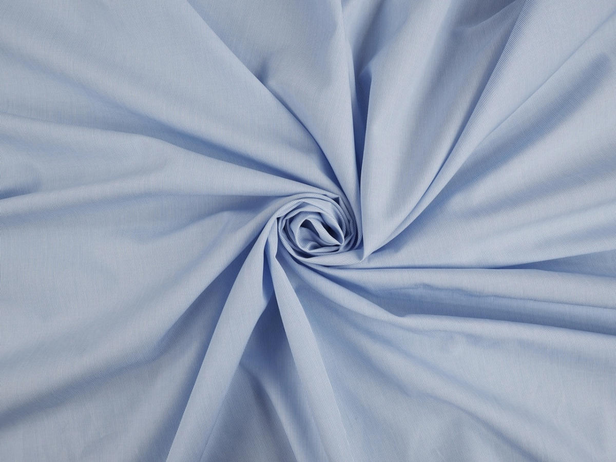 Bawełna naturalna - Niebieski prążek