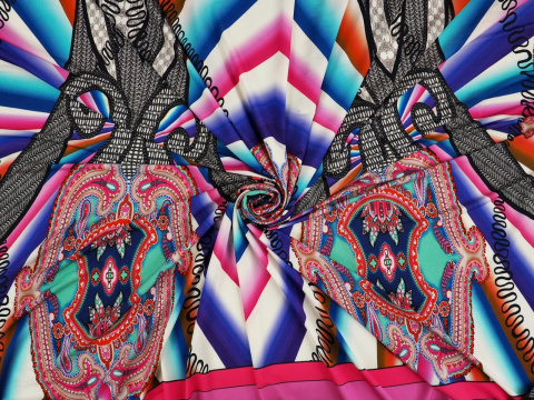 Dzianina wiskozowa - Abstrakcyjny paisley [panel 1,4 m]