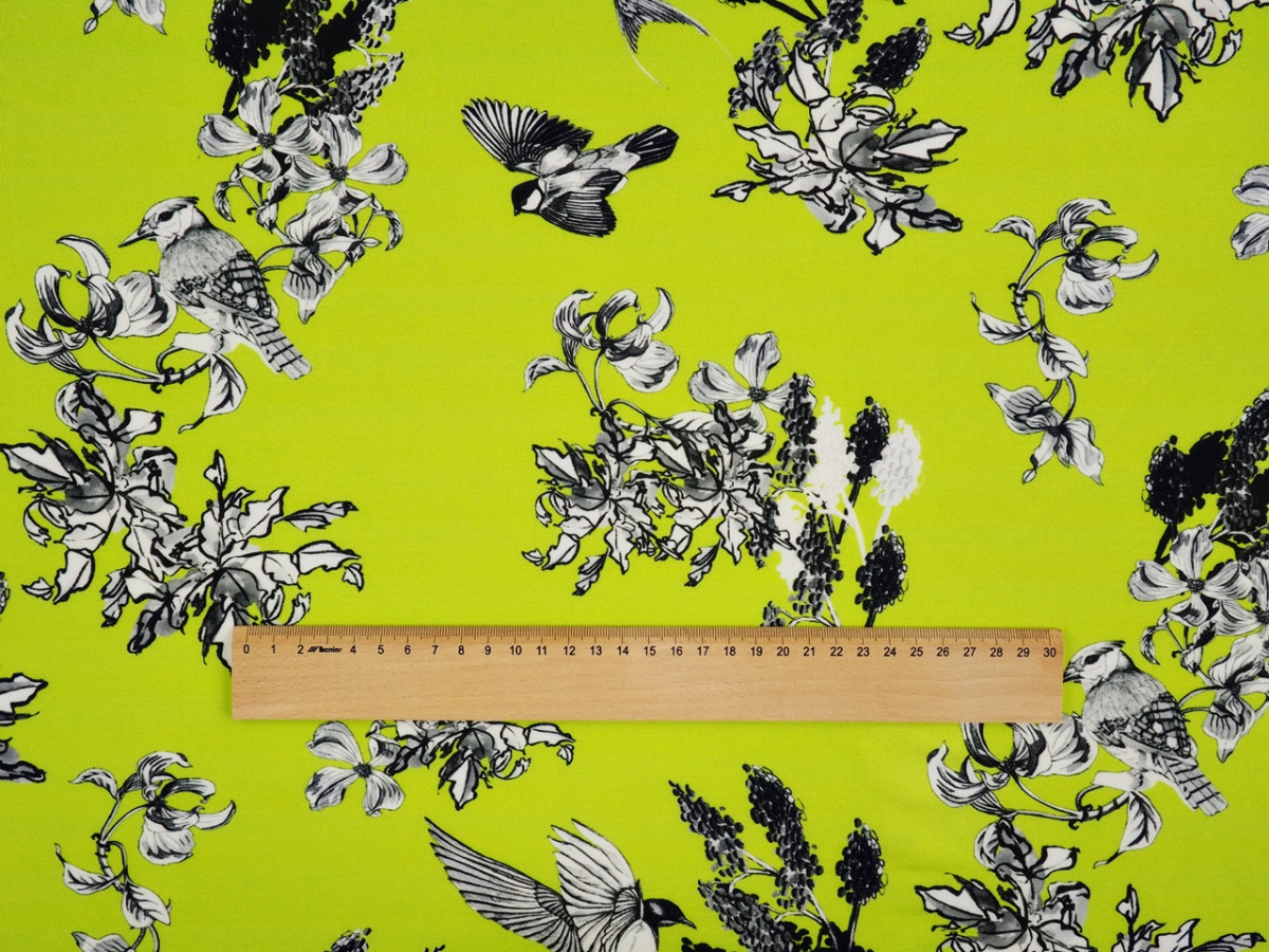 Dzianina wiskozowa - Ptaki na limonce