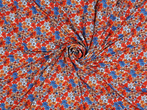 Dzianina wiskozowa - Drobne kwiaty retro