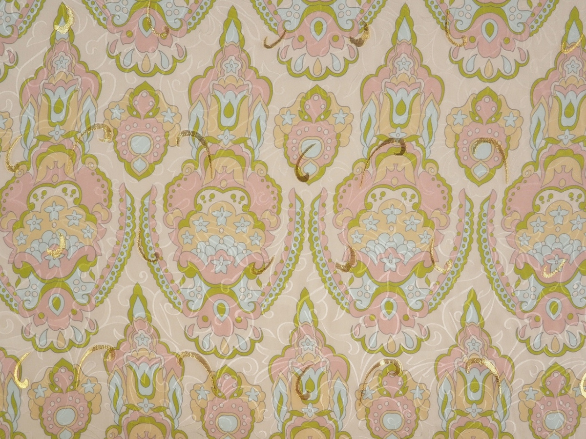 Jedwab lurex - Pastelowe ornamenty i wytłoczenia Jedwab lurex - Pastelowe ornamenty i wytłoczenia