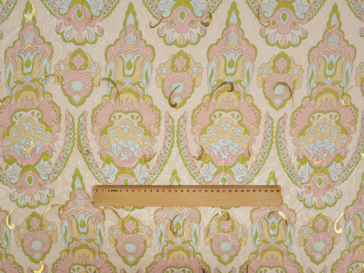 Jedwab lurex - Pastelowe ornamenty i wytłoczenia Jedwab lurex - Pastelowe ornamenty i wytłoczenia