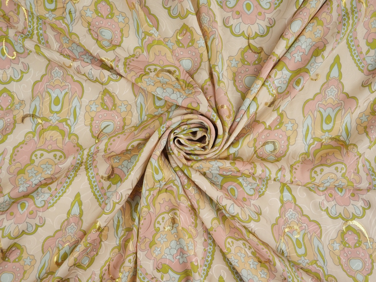 Jedwab lurex - Pastelowe ornamenty i wytłoczenia Jedwab lurex - Pastelowe ornamenty i wytłoczenia