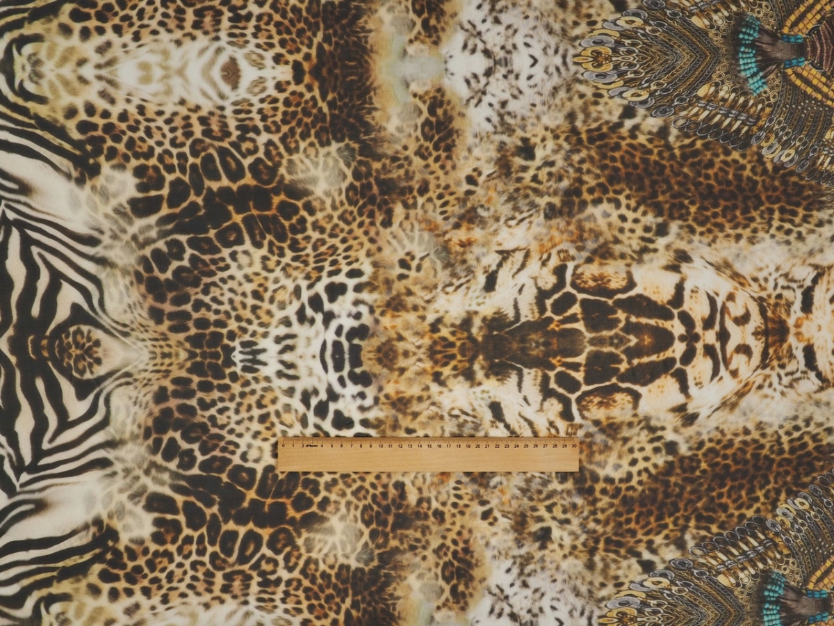 Jedwab szyfon - Etno naszyjnik na panterze