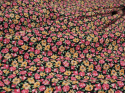 Bawełna gnieciona - Drobne kwiaty na czerni
