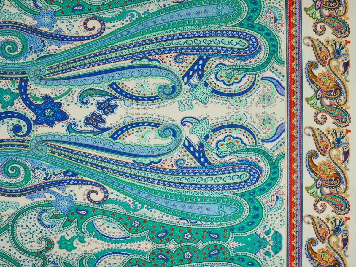 Bawełna naturalna - Morski paisley z borderem Bawełna naturalna - Morski paisley z borderem