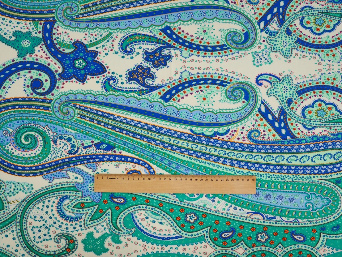 Bawełna naturalna - Morski paisley z borderem Bawełna naturalna - Morski paisley z borderem