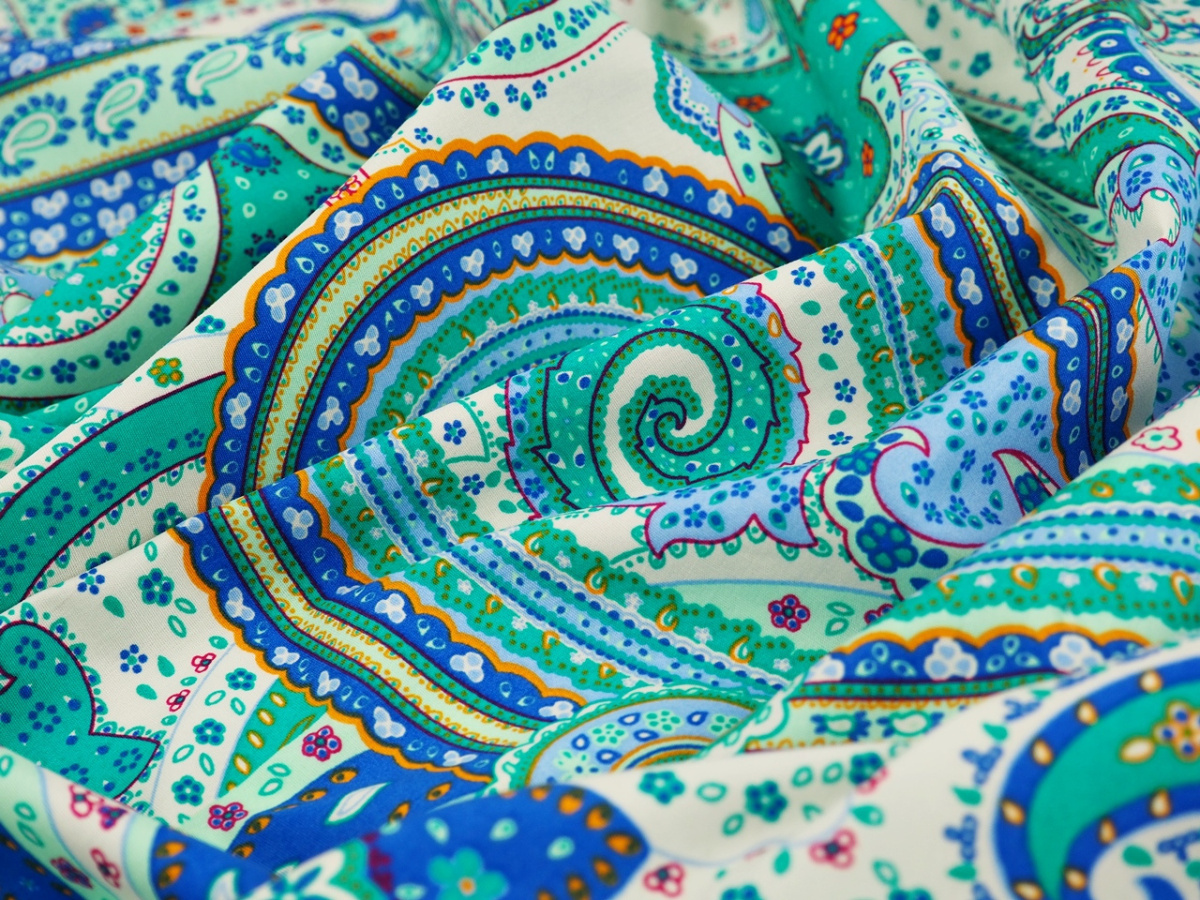 Bawełna naturalna - Morski paisley z borderem Bawełna naturalna - Morski paisley z borderem