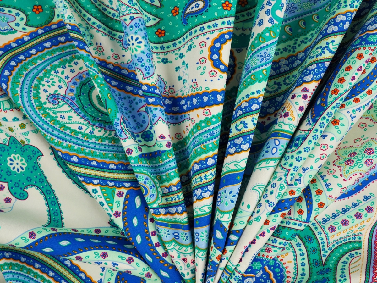 Bawełna naturalna - Morski paisley z borderem Bawełna naturalna - Morski paisley z borderem