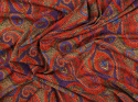 Jedwab elastyczny szyfon - Rudo-niebieski paisley