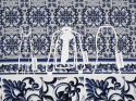 Jedwab elastyczny - Kafle i granatowe ornamenty (dolny border 60cm) [panel - 1,20m]