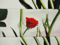 Jedwab krepa - Czerwone róże na mięcie