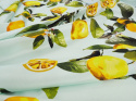 Jedwab naturalny - Cytryny na seledynie [kupon 1,3 m]