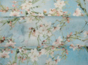 Jedwab szyfon - Wiosenne kwiaty na błękicie