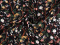 Jedwab elastyczny - Czarne tło, kwiaty, ptaki [kupon 1,5 m]