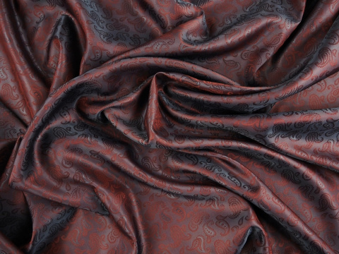 Podszewka wytłaczana - Paisley opalizujące bordo Podszewka wytłaczana - Paisley opalizujące bordo