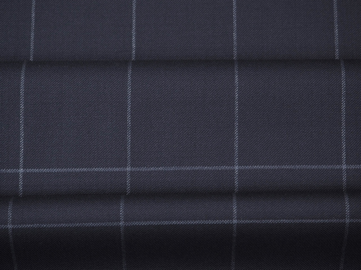 Wełna - Krata windowpane granat Wełna - Krata windowpane granat