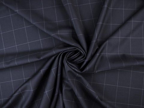 Wełna - Krata windowpane granat Wełna - Krata windowpane granat