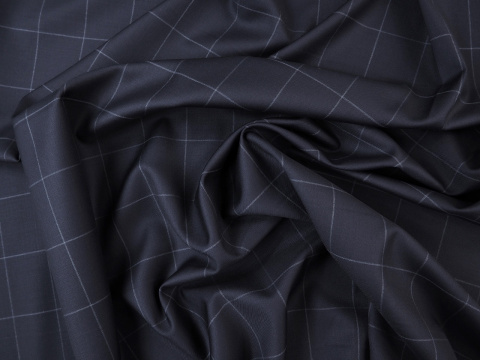 Wełna - Krata windowpane granat Wełna - Krata windowpane granat