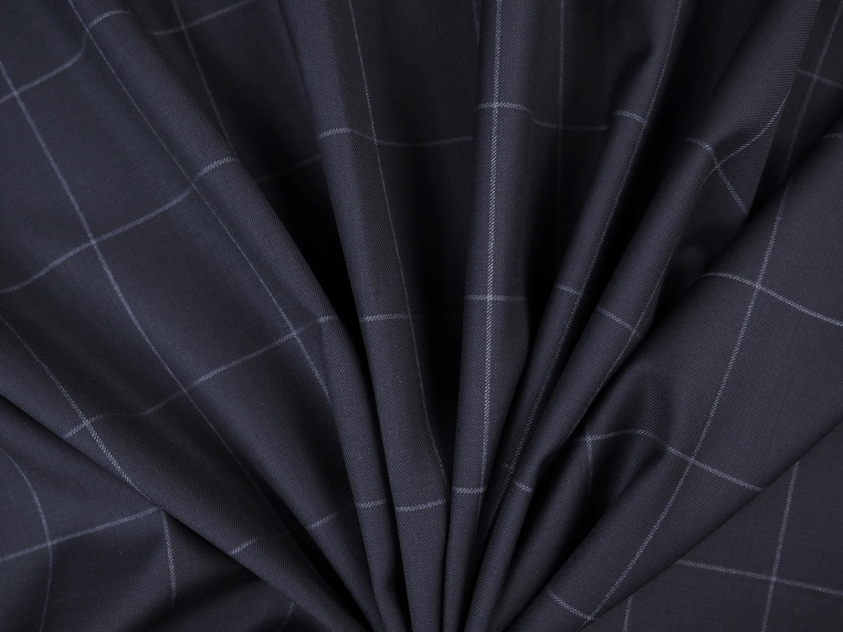Wełna - Krata windowpane granat Wełna - Krata windowpane granat