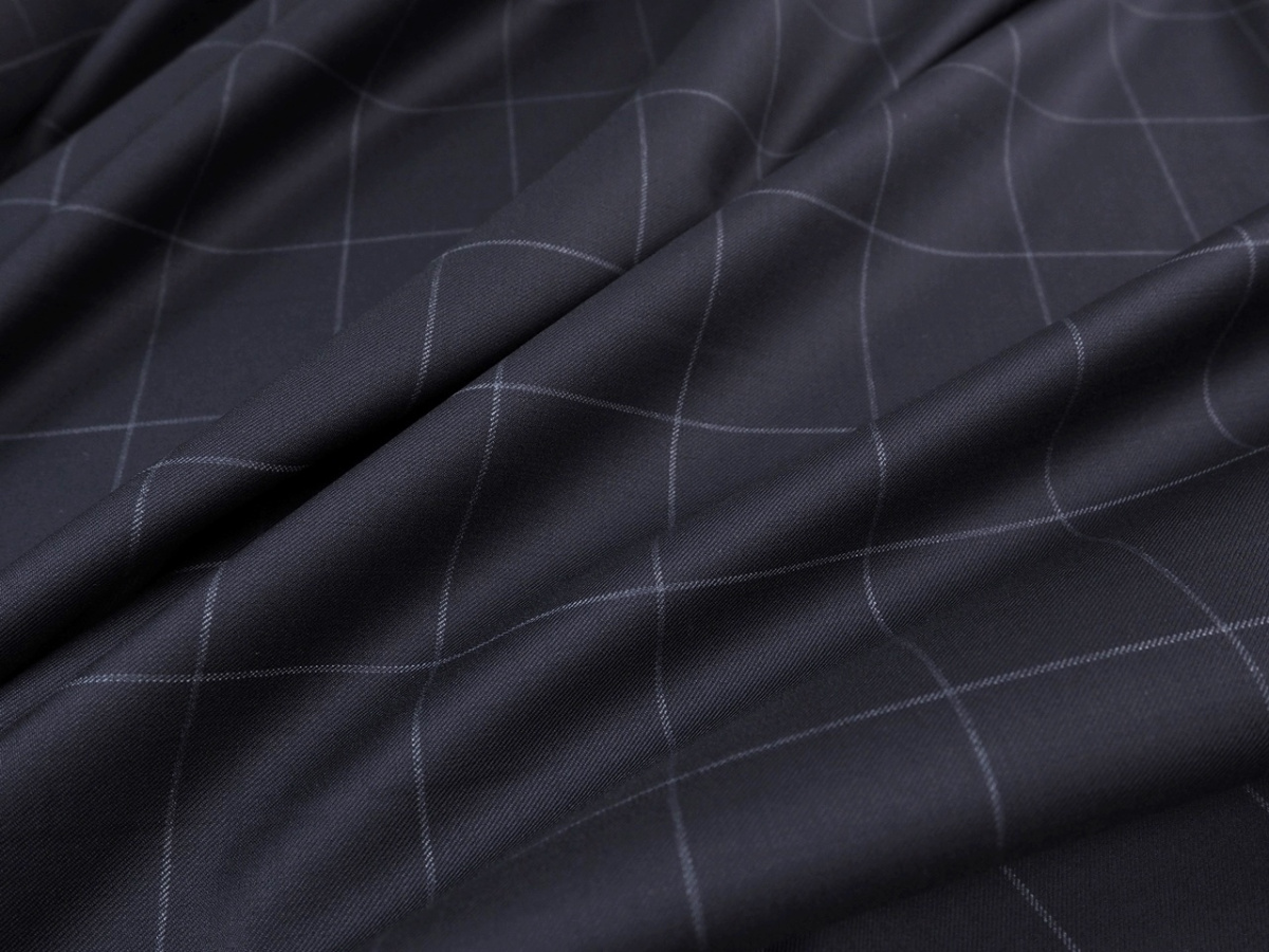 Wełna - Krata windowpane granat Wełna - Krata windowpane granat