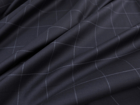 Wełna - Krata windowpane granat Wełna - Krata windowpane granat
