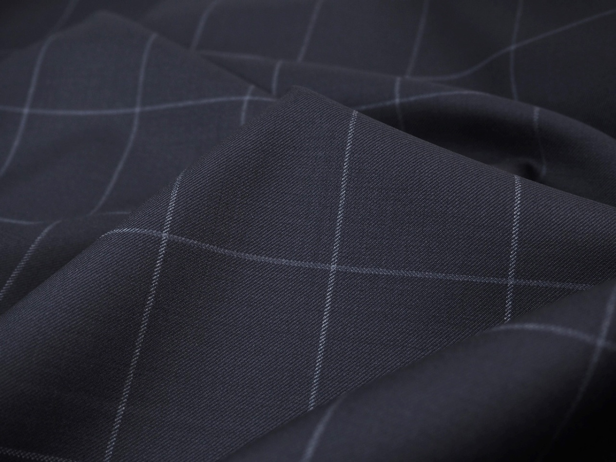 Wełna - Krata windowpane granat Wełna - Krata windowpane granat