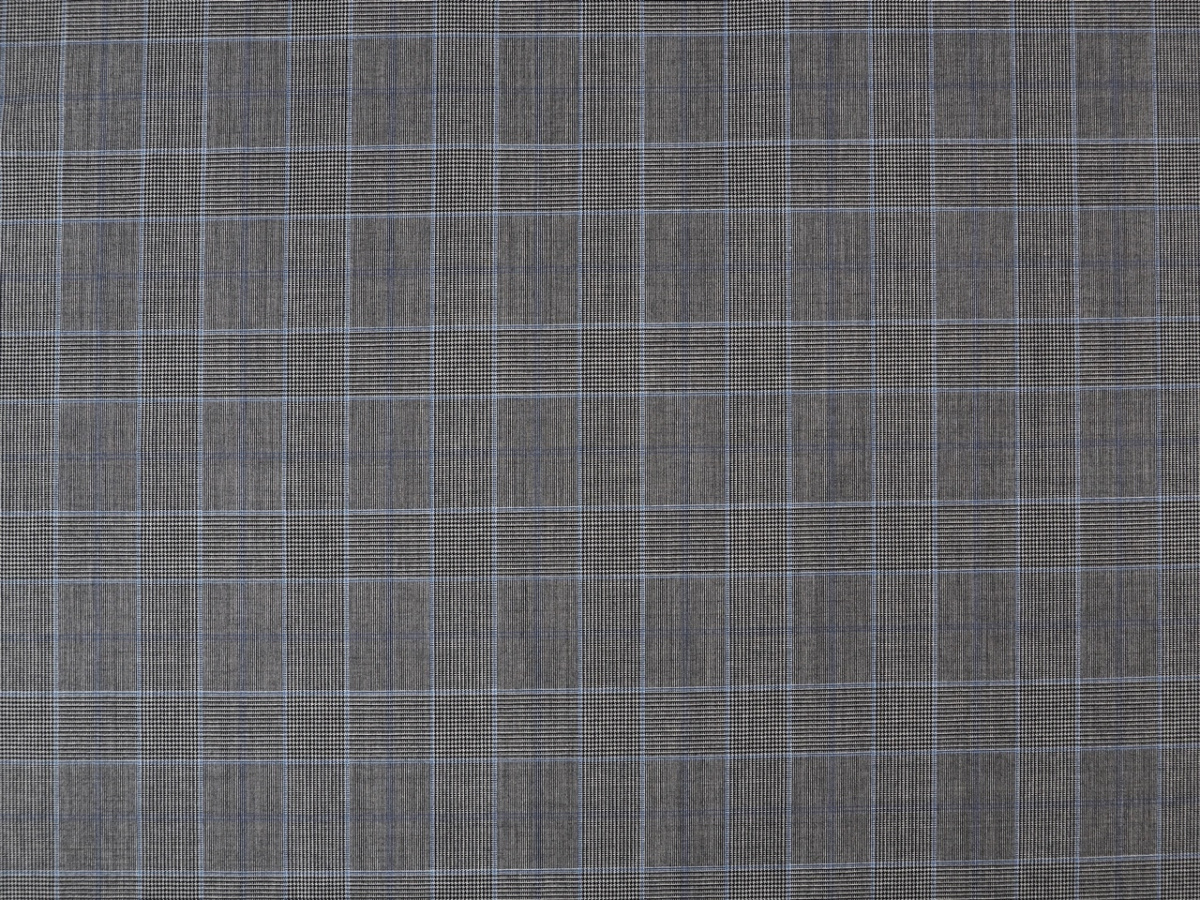 Wełna - Krata z niebieskim prążkiem Vitale Barberis Wełna - Krata z niebieskim prążkiem Vitale Barberis