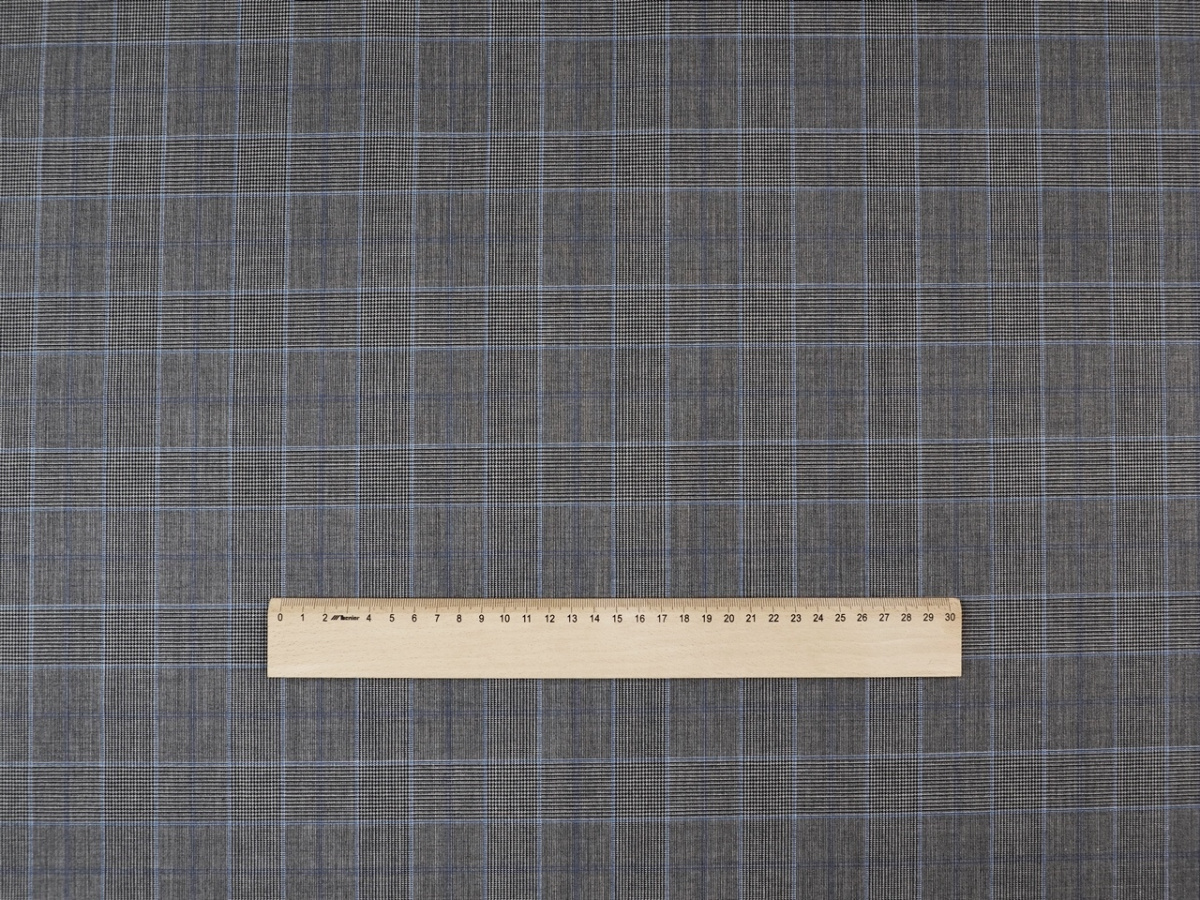 Wełna - Krata z niebieskim prążkiem Vitale Barberis Wełna - Krata z niebieskim prążkiem Vitale Barberis