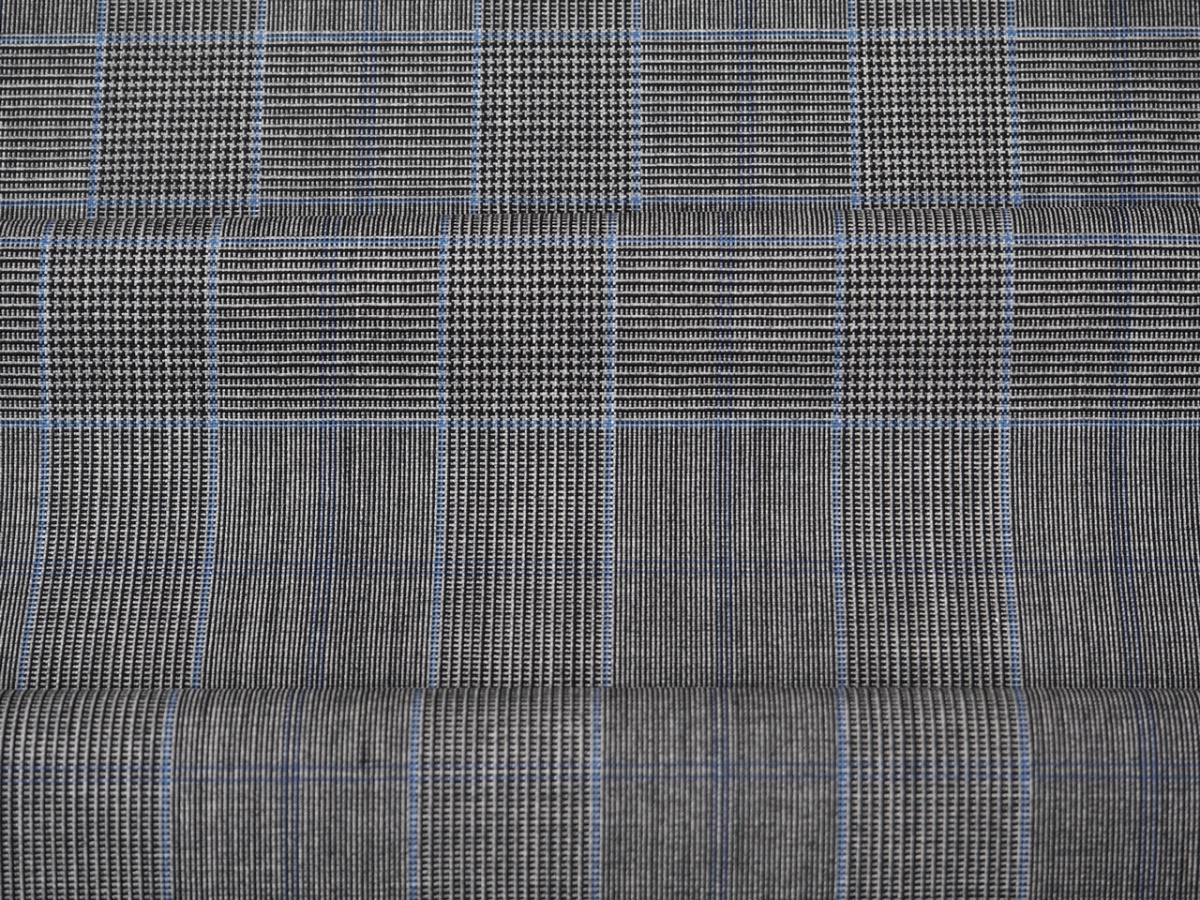 Wełna - Krata z niebieskim prążkiem Vitale Barberis Wełna - Krata z niebieskim prążkiem Vitale Barberis