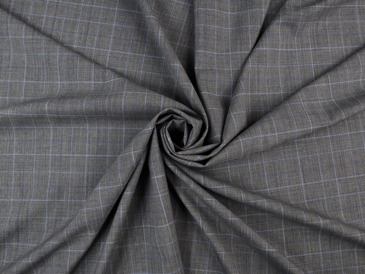 Wełna - Krata z niebieskim prążkiem Vitale Barberis Wełna - Krata z niebieskim prążkiem Vitale Barberis