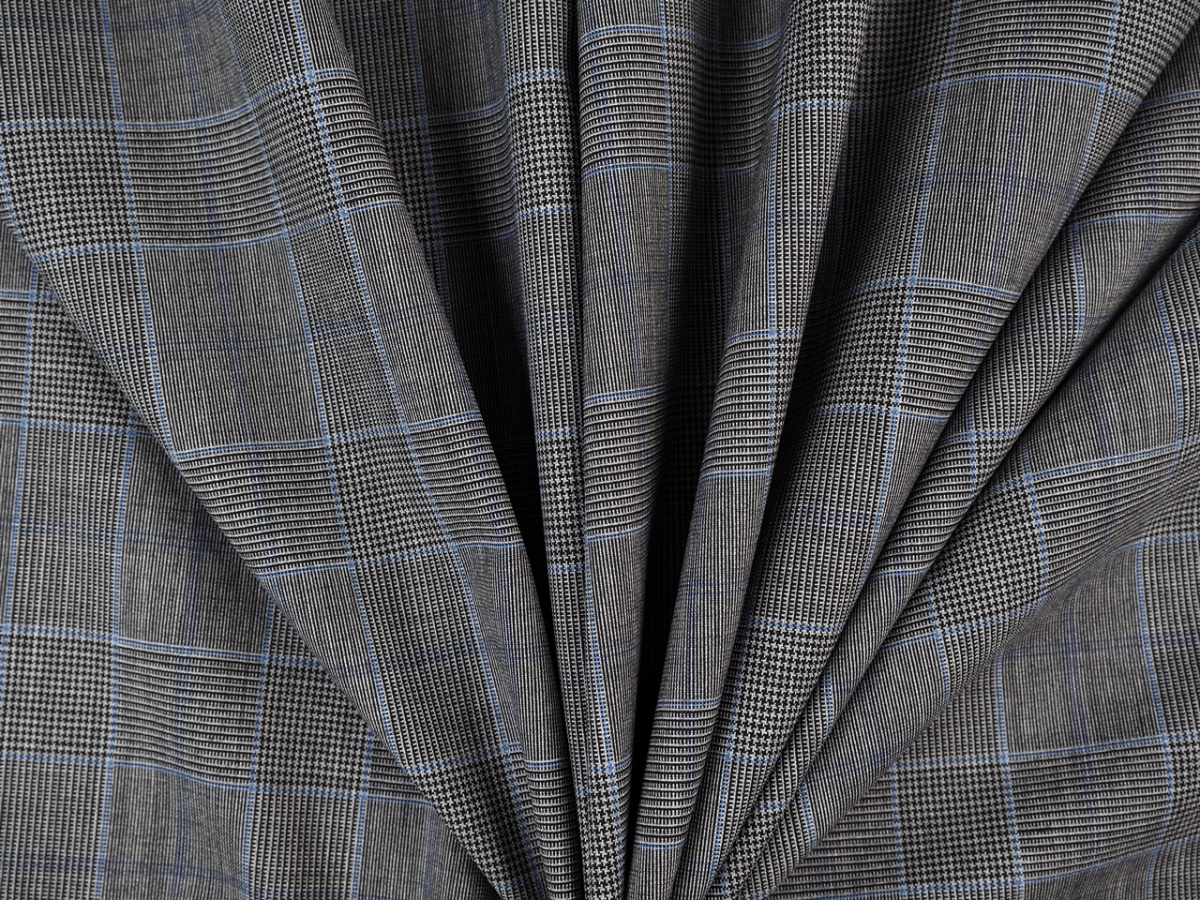 Wełna - Krata z niebieskim prążkiem Vitale Barberis Wełna - Krata z niebieskim prążkiem Vitale Barberis