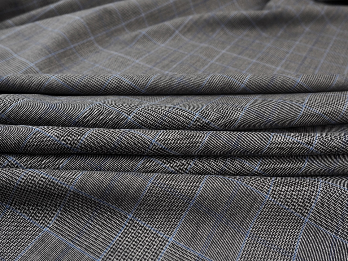 Wełna - Krata z niebieskim prążkiem Vitale Barberis Wełna - Krata z niebieskim prążkiem Vitale Barberis