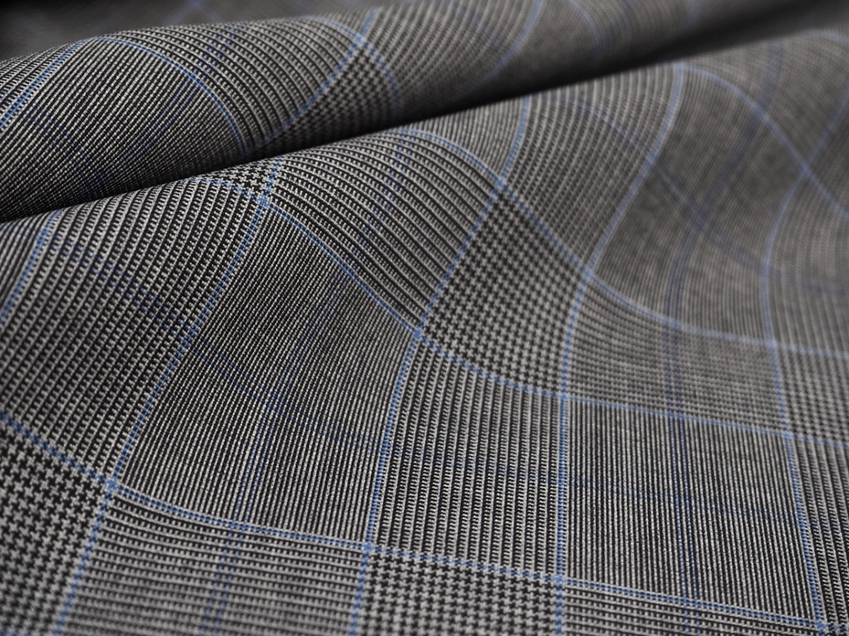 Wełna - Krata z niebieskim prążkiem Vitale Barberis Wełna - Krata z niebieskim prążkiem Vitale Barberis