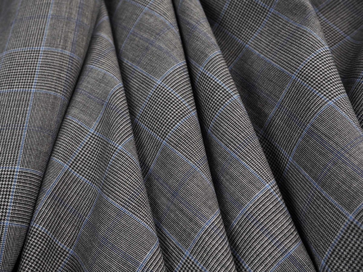 Wełna - Krata z niebieskim prążkiem Vitale Barberis Wełna - Krata z niebieskim prążkiem Vitale Barberis