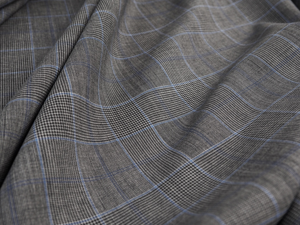 Wełna - Krata z niebieskim prążkiem Vitale Barberis Wełna - Krata z niebieskim prążkiem Vitale Barberis
