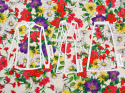Bawełna naturalna - Kolorowe kwiaty na bieli Ungaro