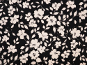 Jedwab satyna - Kremowe kwiaty na czerni