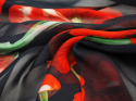 Jedwab szyfon - Czerwone maki na czerni DG